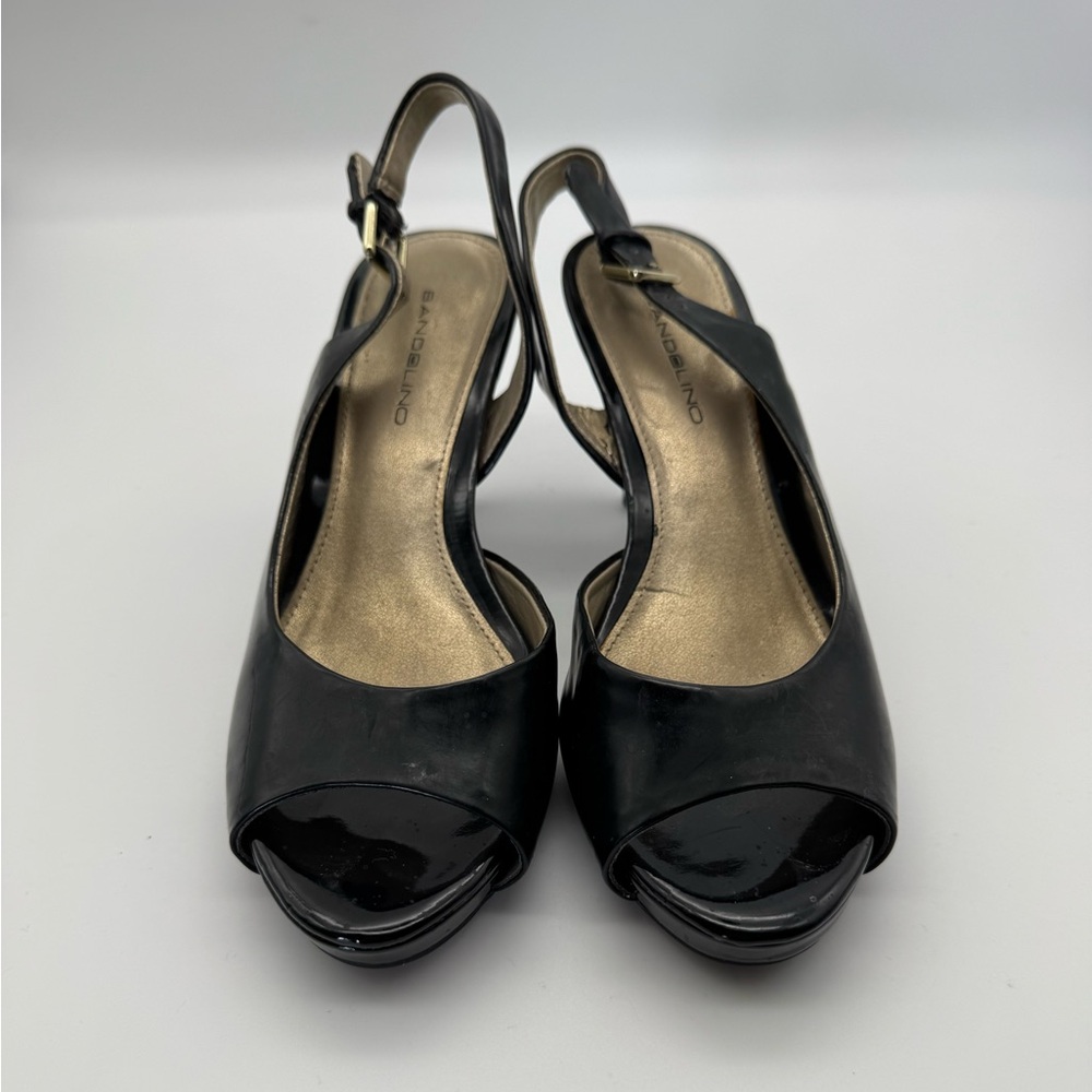 Bandolino Black Peep-Toe Slingback Heels